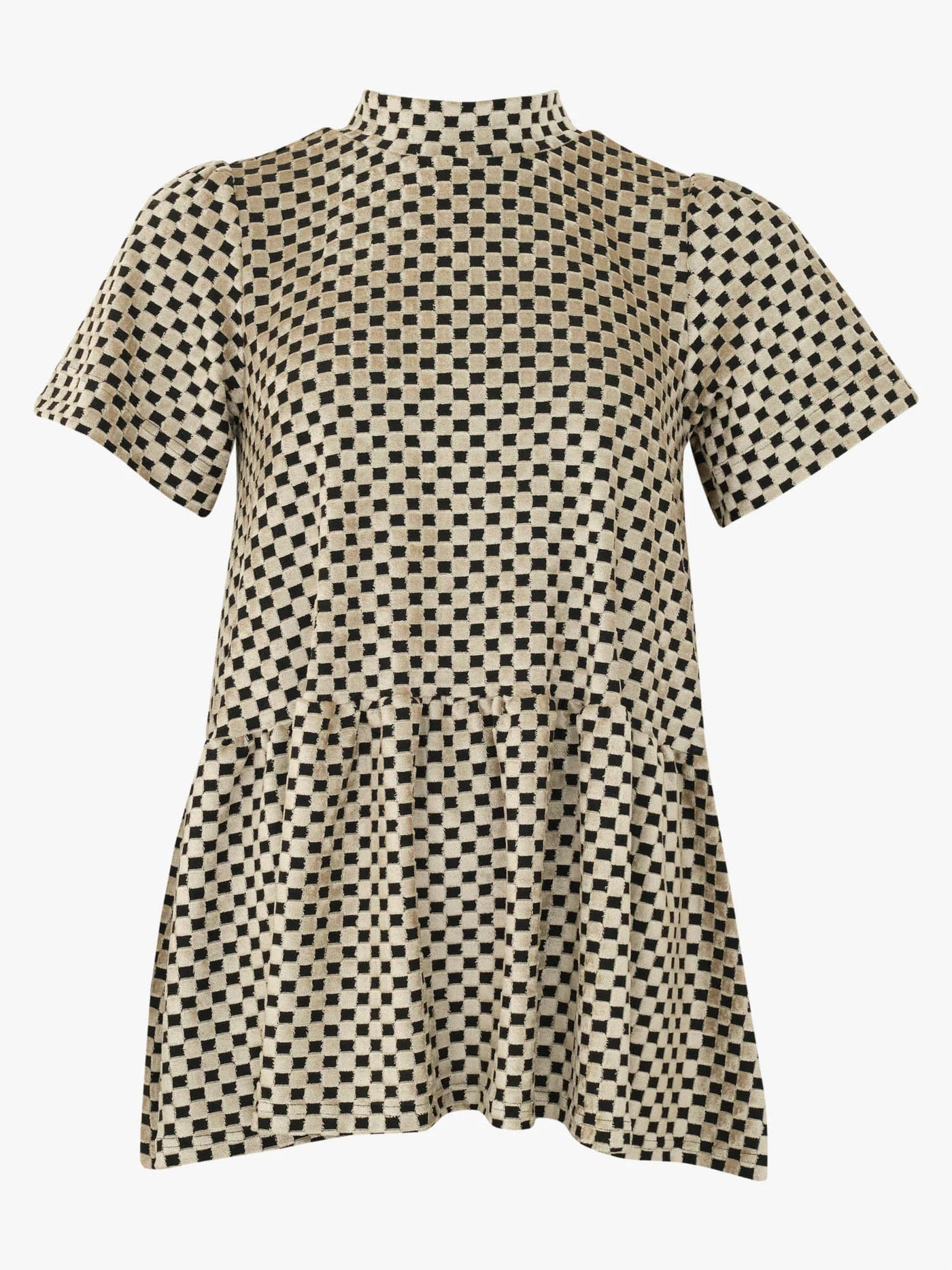 Vanda Peplum Shirt, Almond Chess