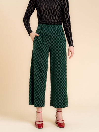 Vera Pants, Chess Velour Green