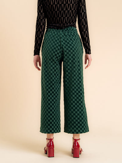Vera Pants, Chess Velour Green