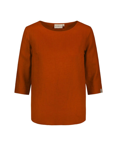 Classic Linen Blouse, Burnt Orange