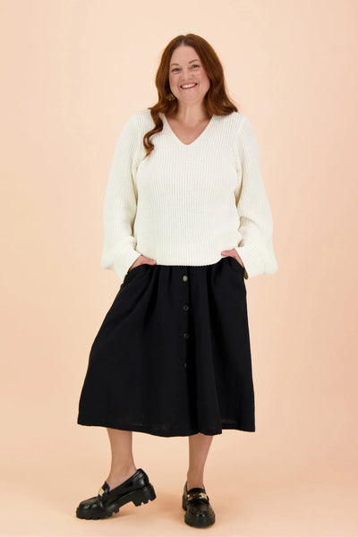 Button Skirt Black