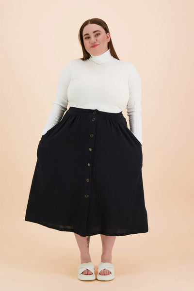 Button Skirt Black