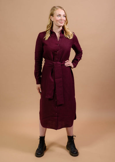 Chloe Dress Linen, Merlot