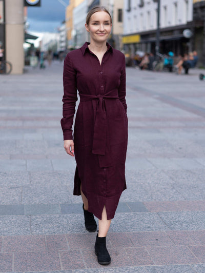 Chloe Dress Linen, Merlot