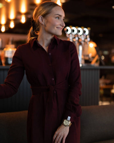 Chloe Dress Linen, Merlot