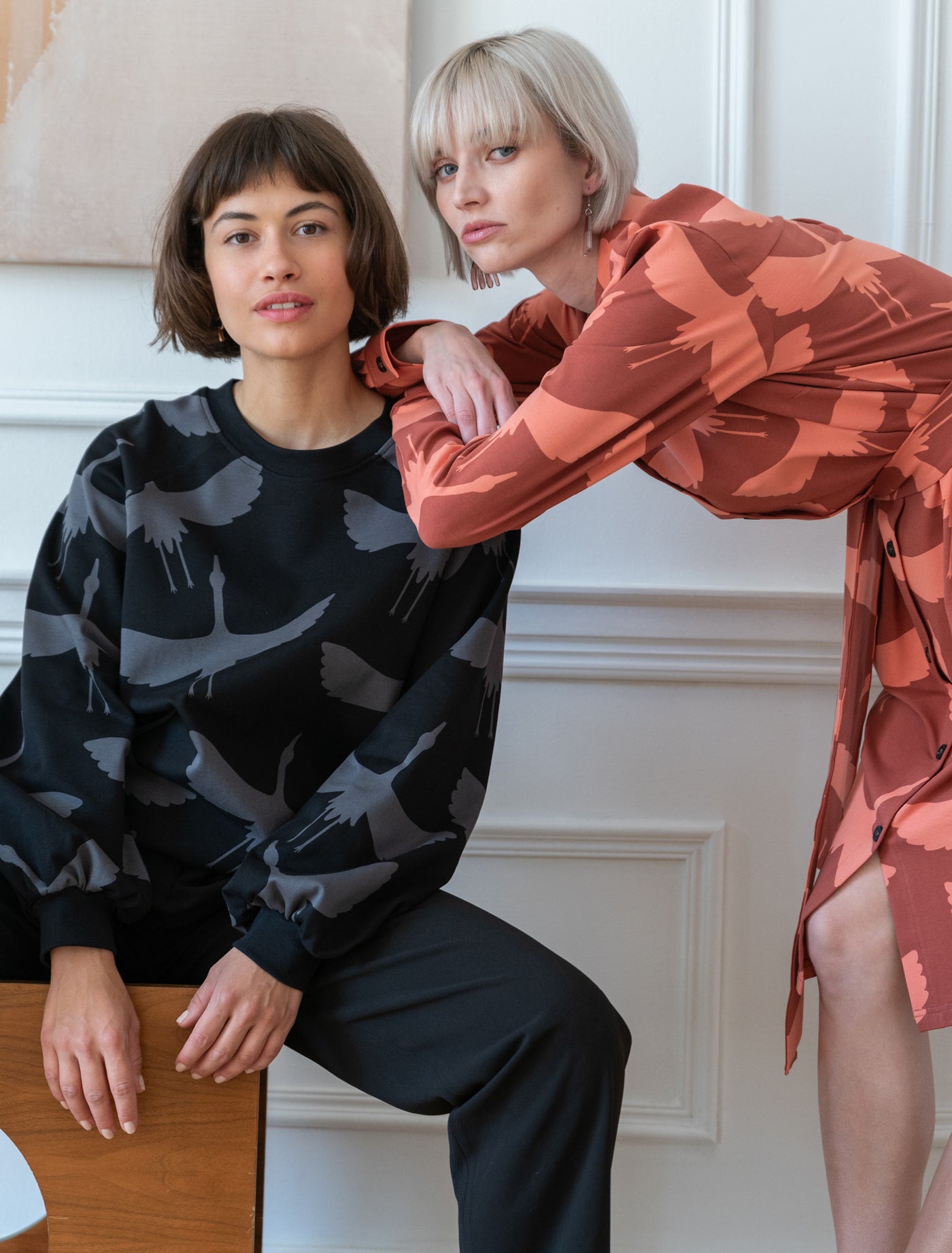 Rita Sweatshirt Cranes, Black