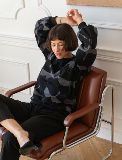 Rita Sweatshirt Cranes, Black