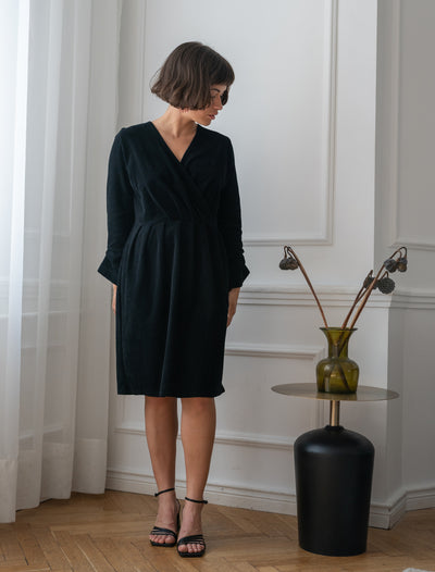 Martina Dress, Black Velour