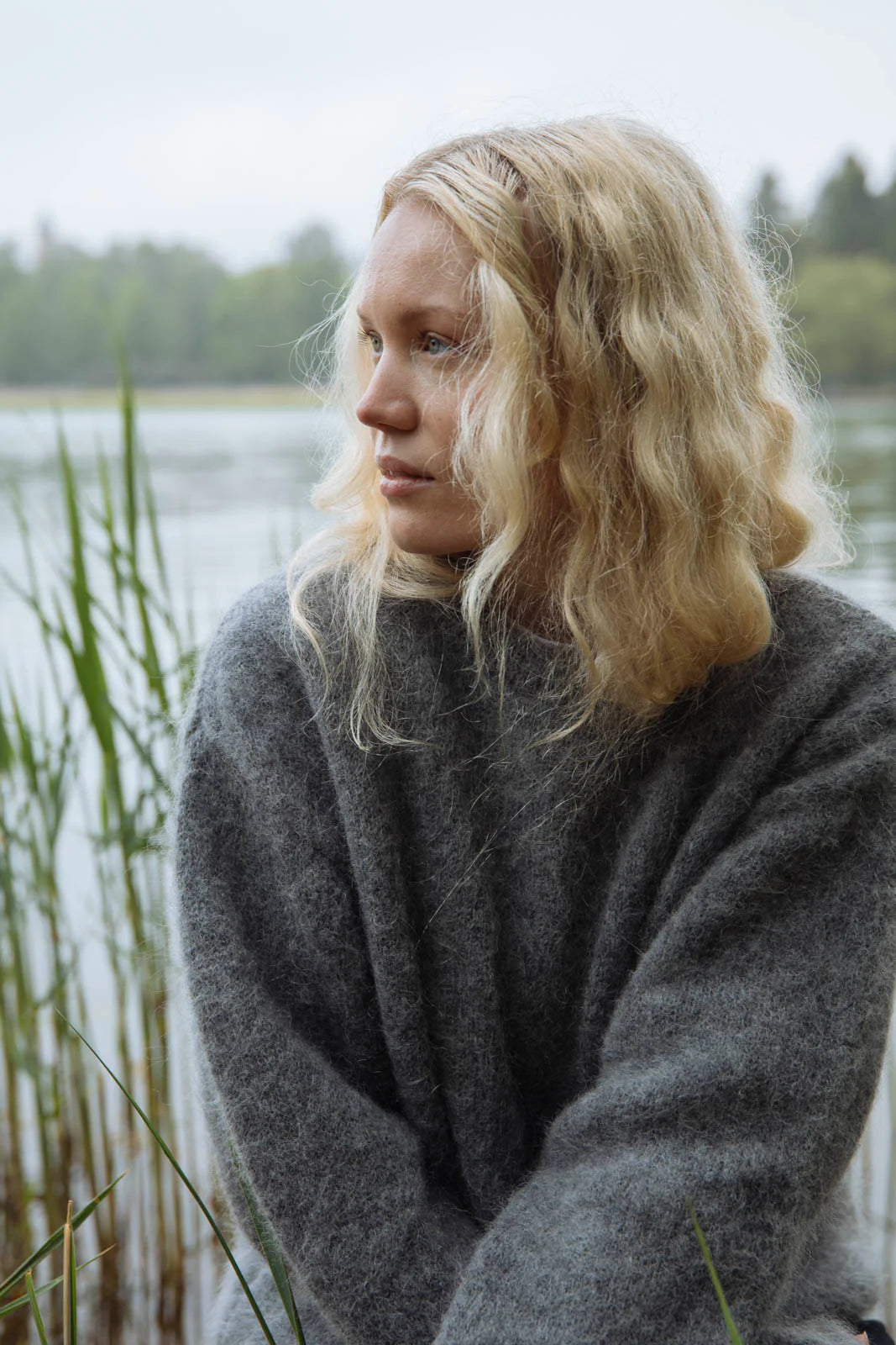 Mohair Alpaca Jumper, Dark Grey