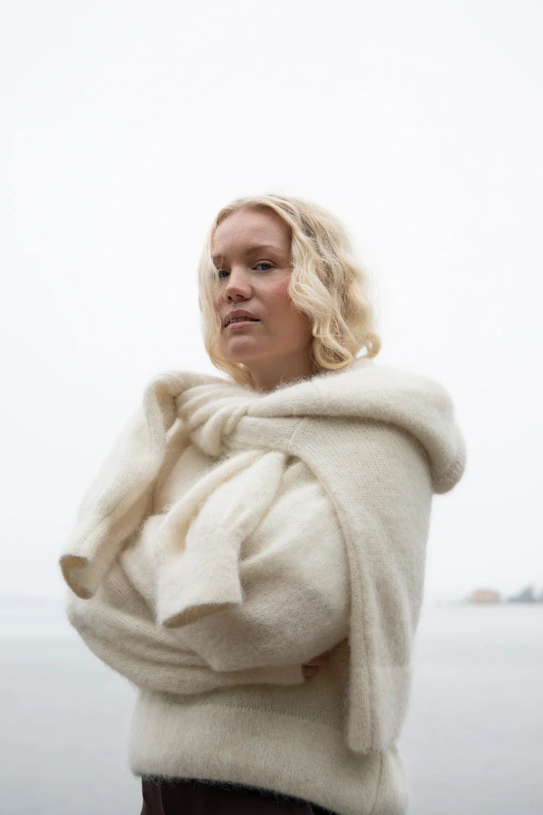 Mohair Alpaca Jumper, Oyster