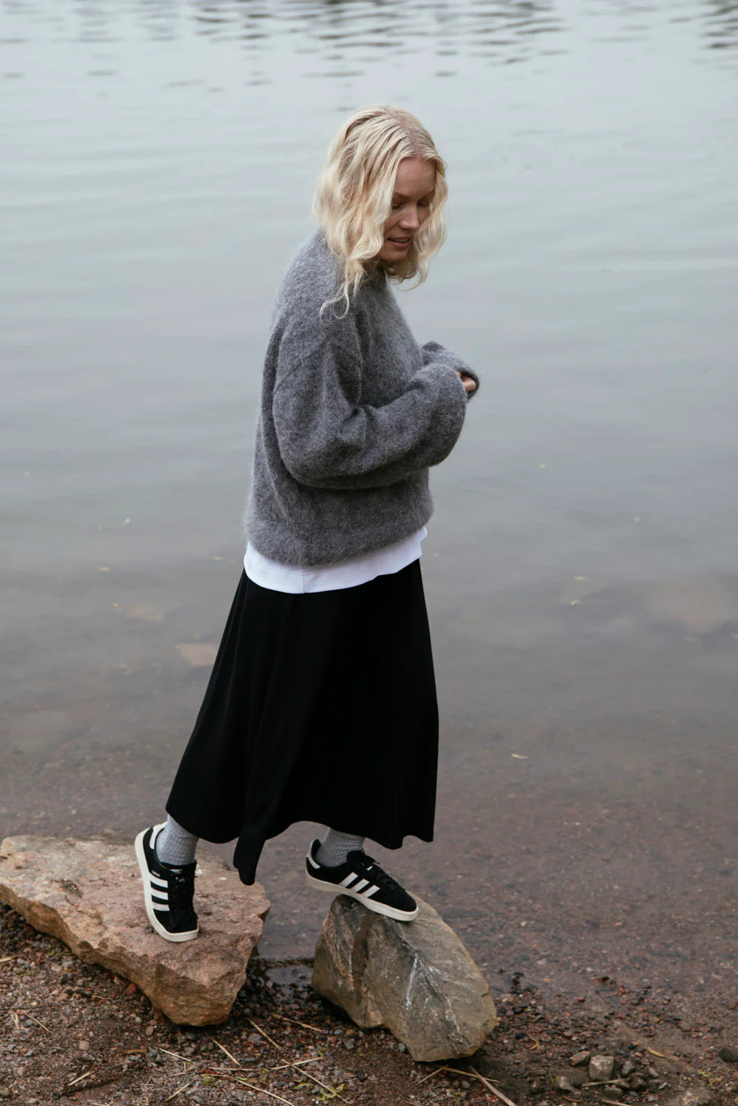 Mohair Alpaca Jumper, Dark Grey