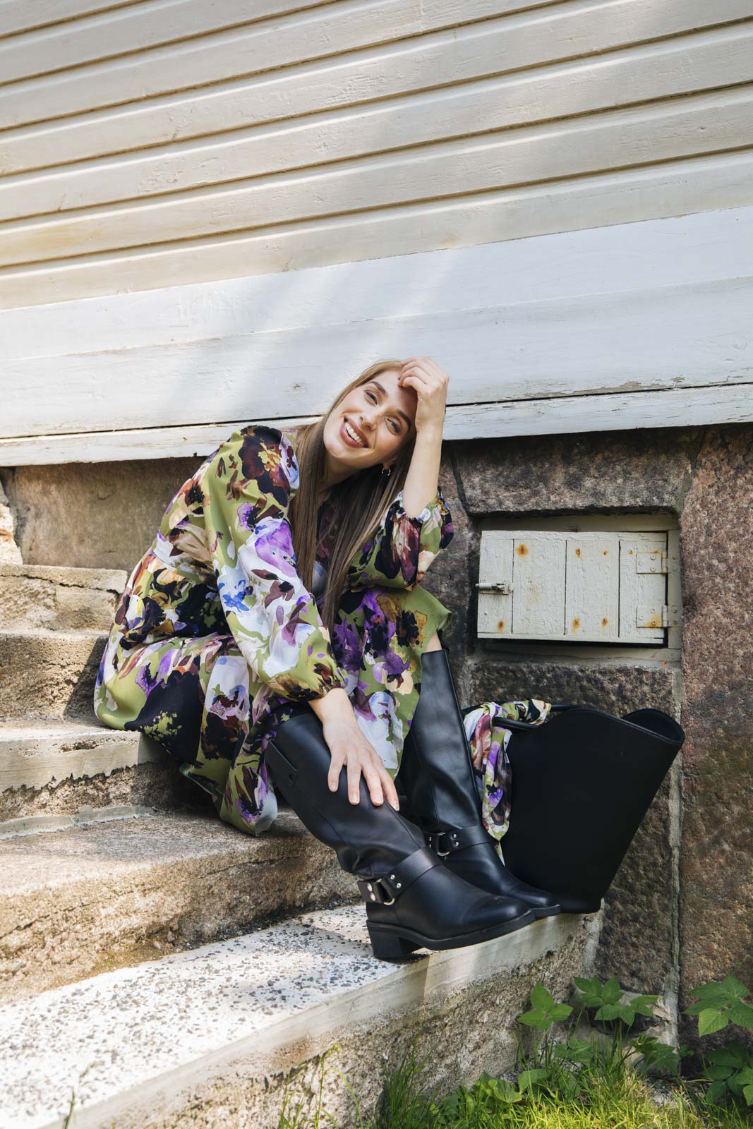 Wrap Midi Dress, Olive Anemone