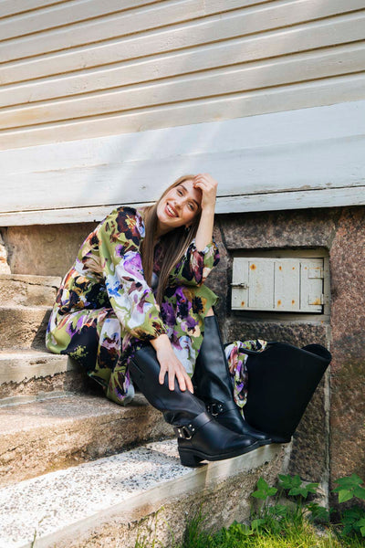 Wrap Midi Dress, Olive Anemone