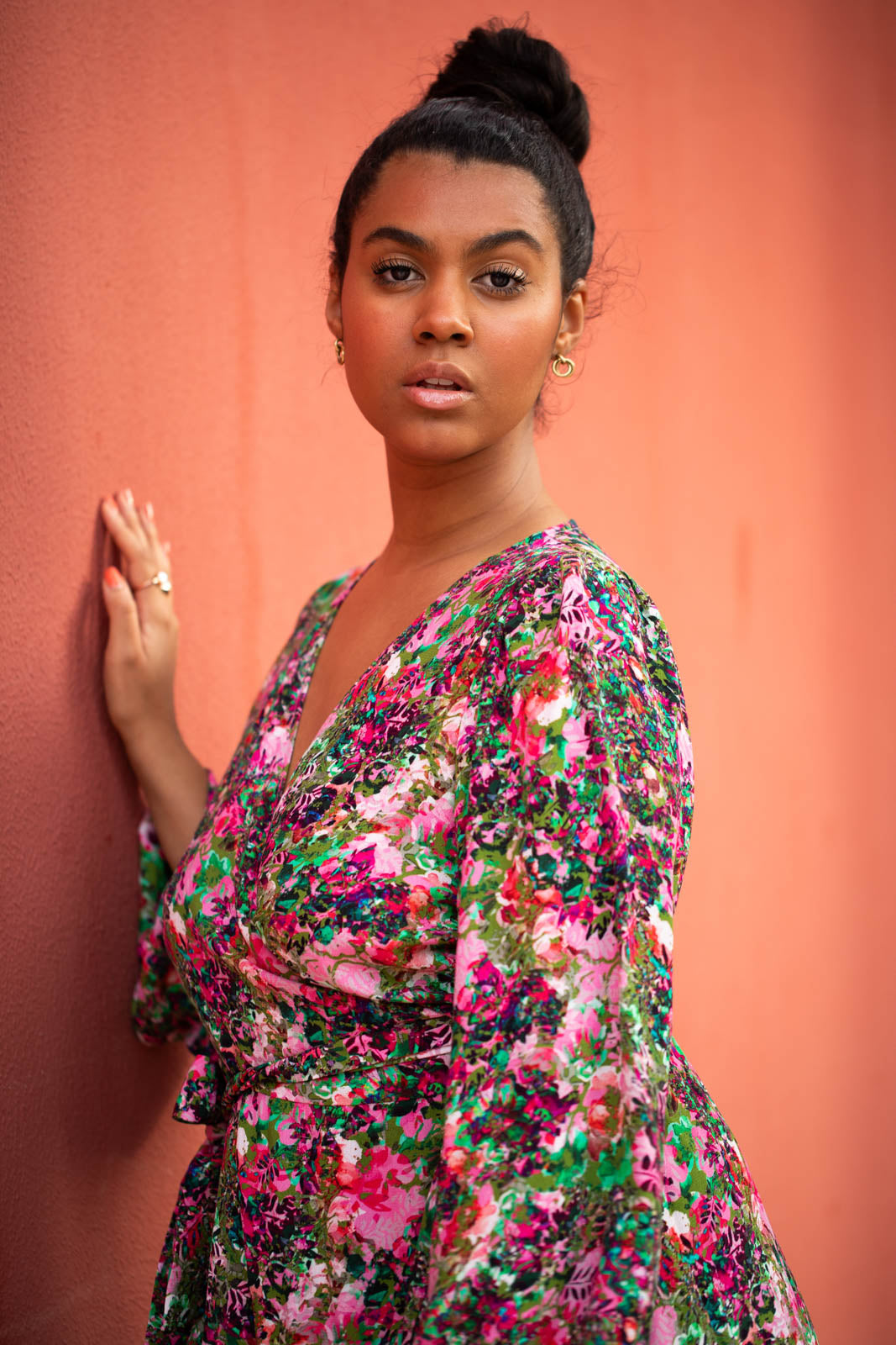Wrap Mini Dress, Blooming Forest Bright