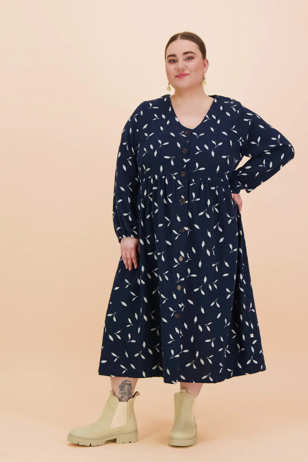 Button Dress, Indigo Wind