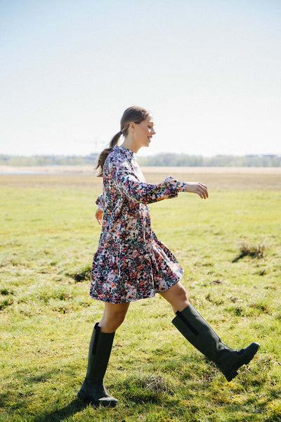 Ruffle Sweatshirt Dress, Blooming Forest