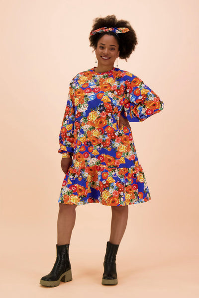 Ruffle Sweatshirt Dress, Marigold