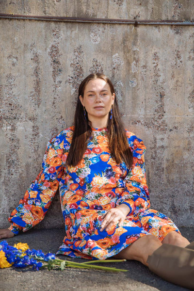 Ruffle Sweatshirt Dress, Marigold