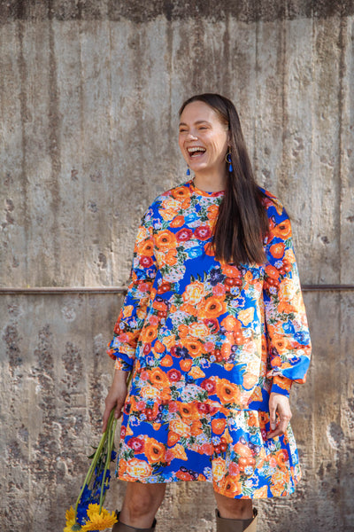 Ruffle Sweatshirt Dress, Marigold