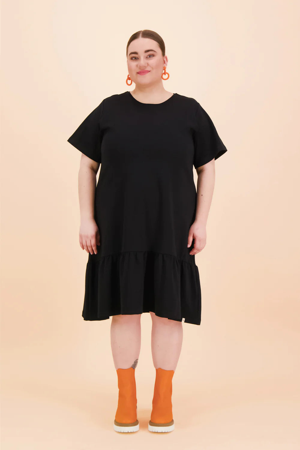 Ruffle T-Shirt Dress, Black