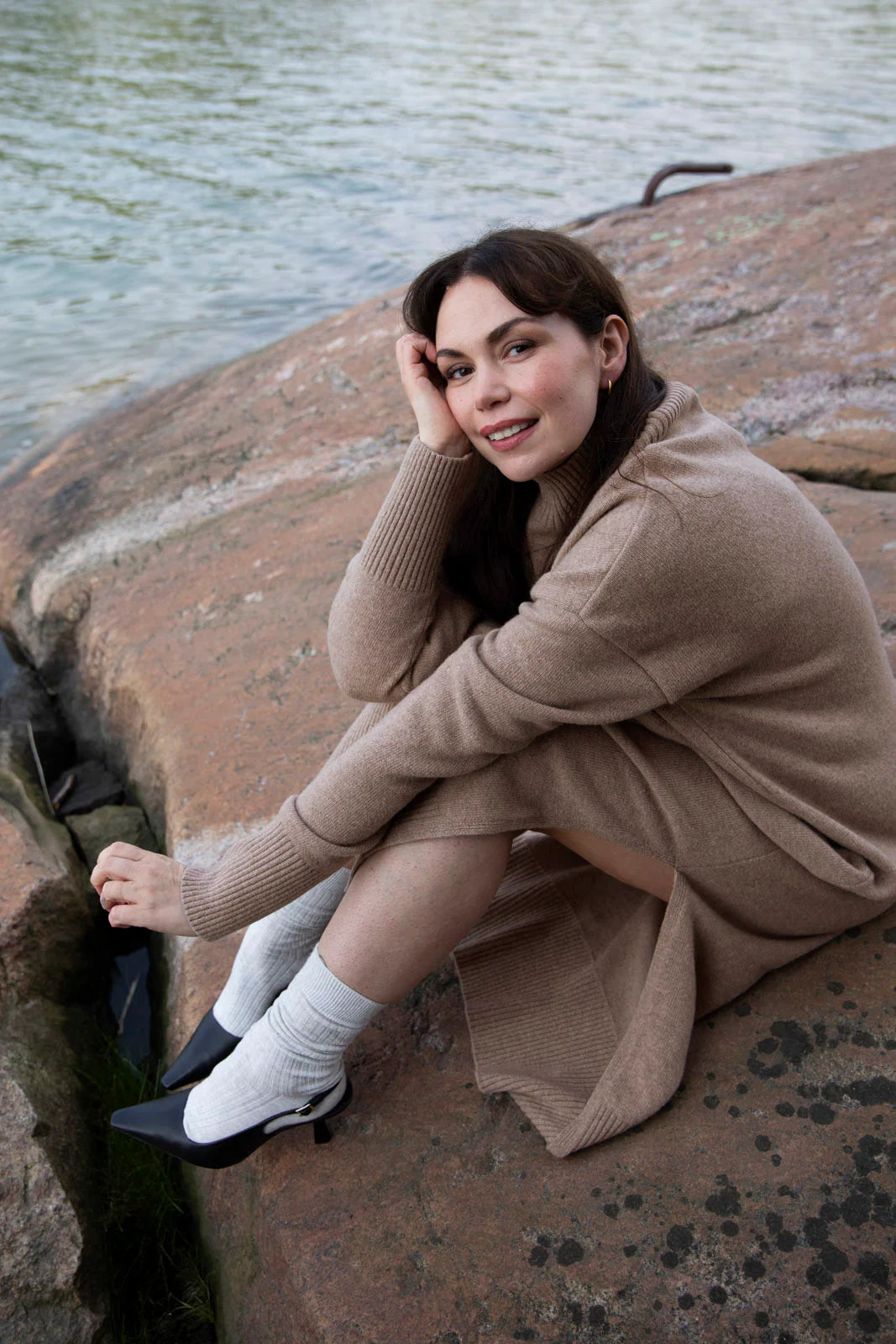 Wool Midi Dress, Taupe