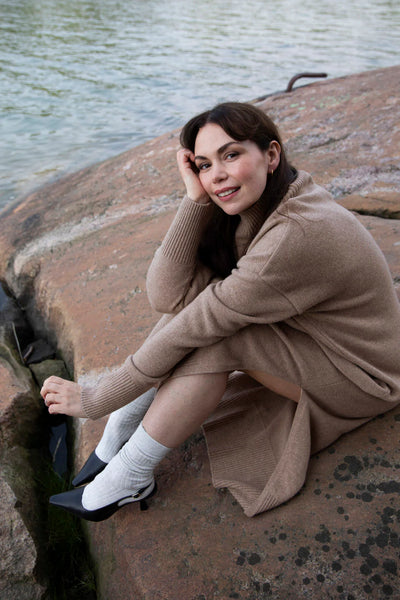 Wool Midi Dress, Taupe