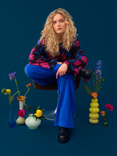 Velour rib pants, Dazzling Blue