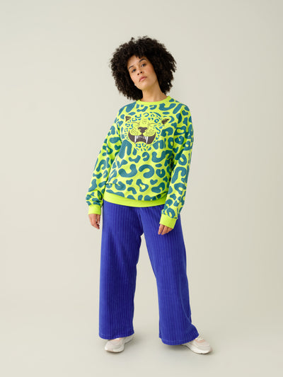 Velour rib pants, Dazzling Blue