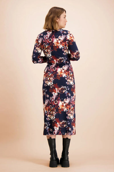 Midi Belted Dress, Cobalt Rose