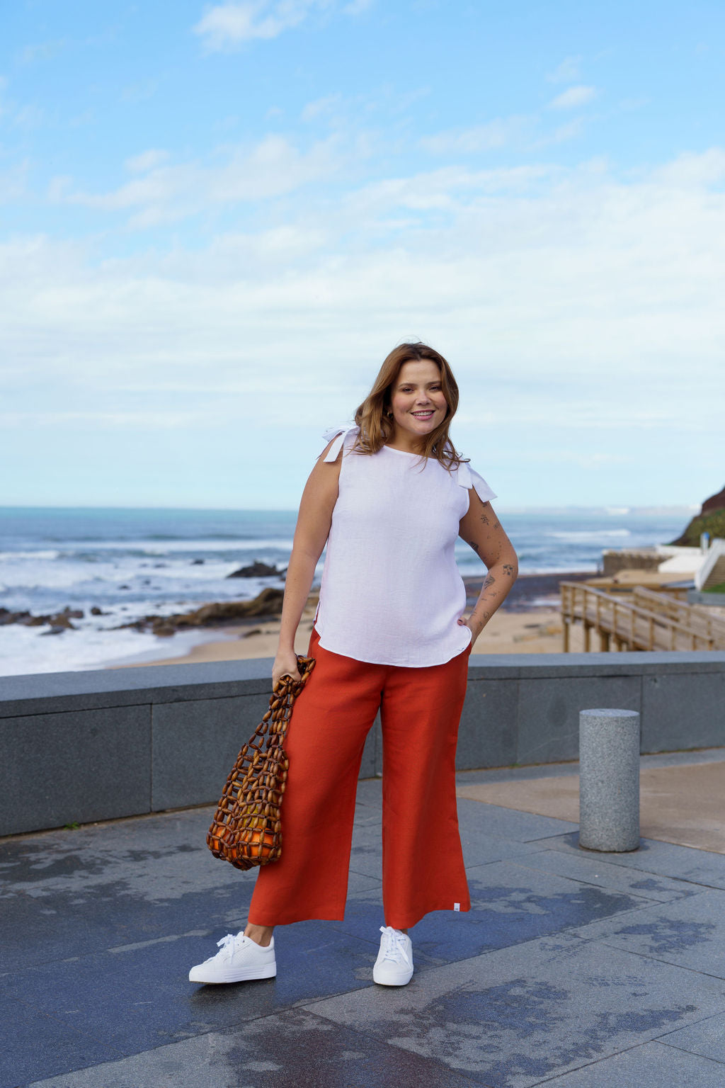 Culottes Linen, Burnt Orange