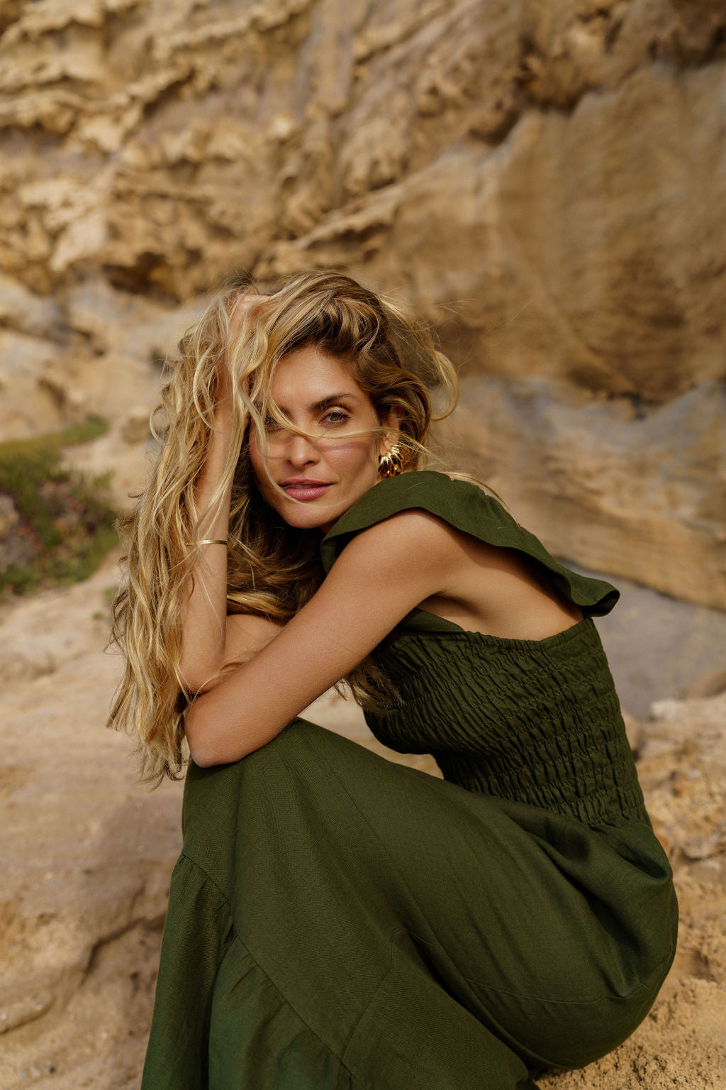 Bianca Dress, Olive Green