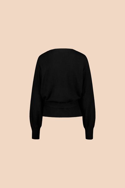 Wool Wrap Cardigan, Black