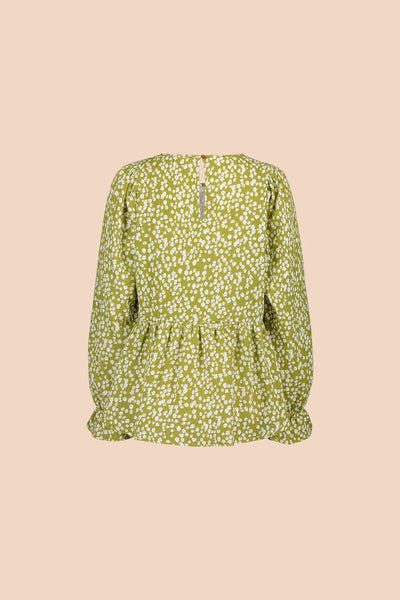 Flounce Blouse, Flora Olive