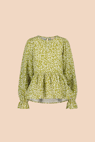 Flounce Blouse, Flora Olive