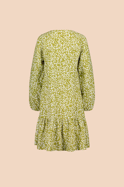 Ruffle Button Dress, Flora Olive