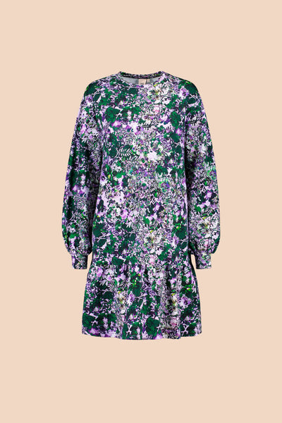 Ruffle Sweatshirt Dress, Blooming Forest Lilac