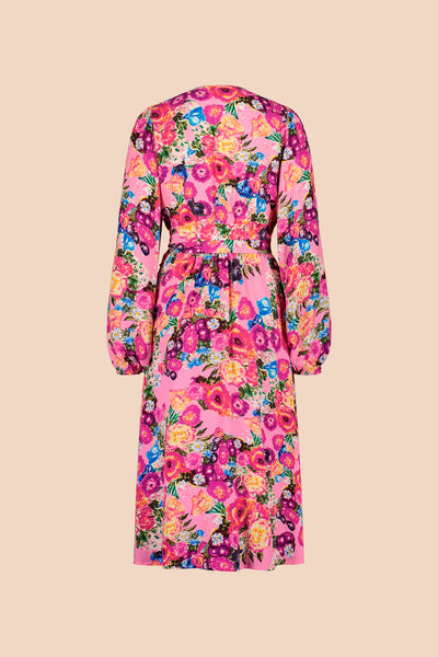 Wrap Midi Dress, Pink Marigold