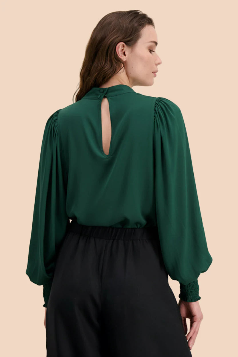 Puff Blouse, Dark Green