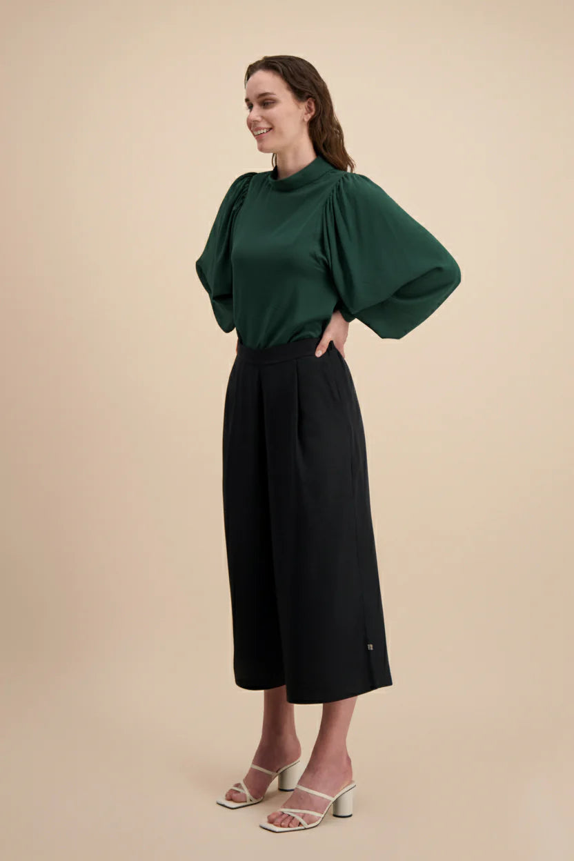 Puff Blouse, Dark Green