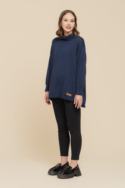 Maria Knitted Cotton Sweater, Blue