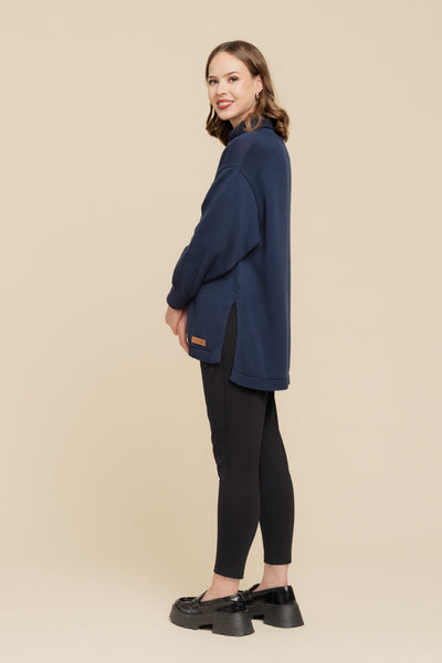 Maria Knitted Cotton Sweater, Blue