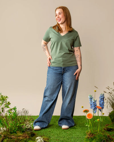 V-pääntie T-paita, Salvia