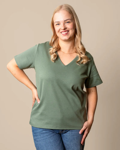 V-pääntie T-paita, Salvia