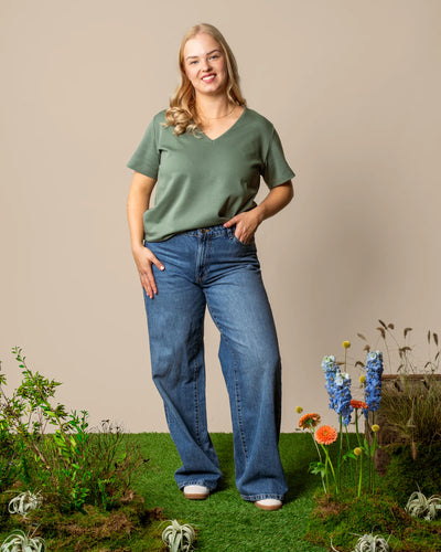 V-pääntie T-paita, Salvia