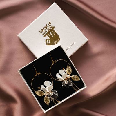 Delicate Floral Moon Earrings