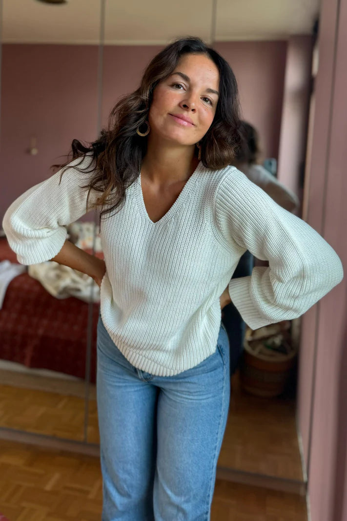 V-neck Jumper, Offwhite