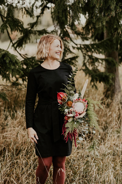 Belted Dress, Pitkähihainen, Black