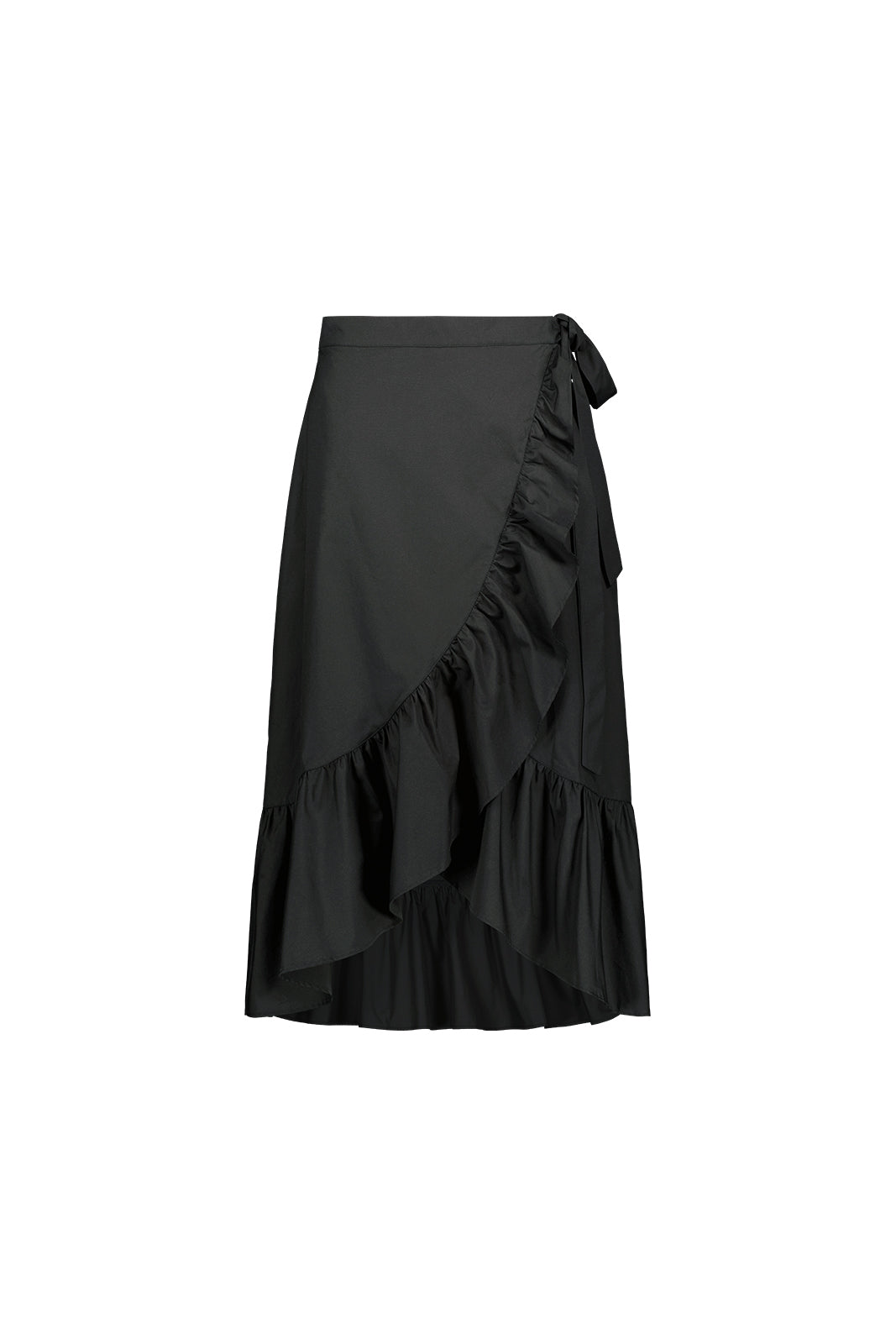 Ruffle Wrap Skirt, Black