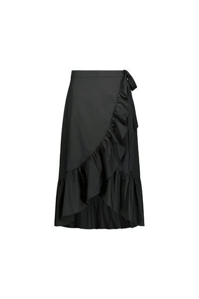 Ruffle Wrap Skirt, Black