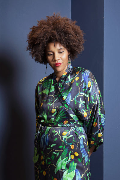 The Muse Wrap Dress, Birds in Paradise Night Sky